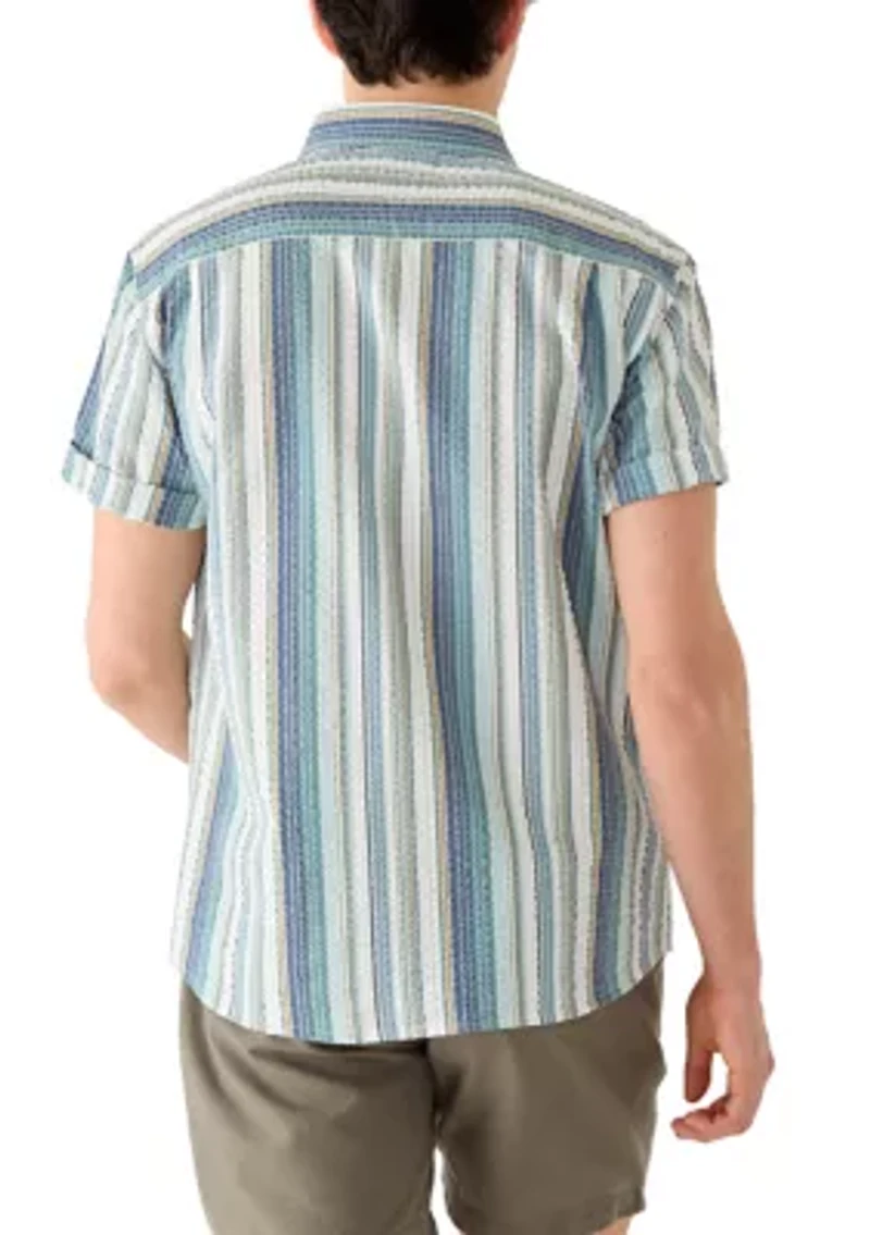 Men's Vertical Striped Seersucker Shirt