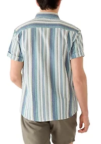 Men's Vertical Striped Seersucker Shirt