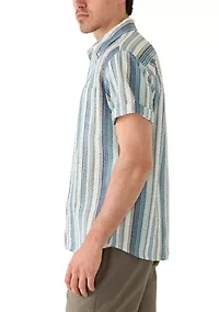 Men's Vertical Striped Seersucker Shirt
