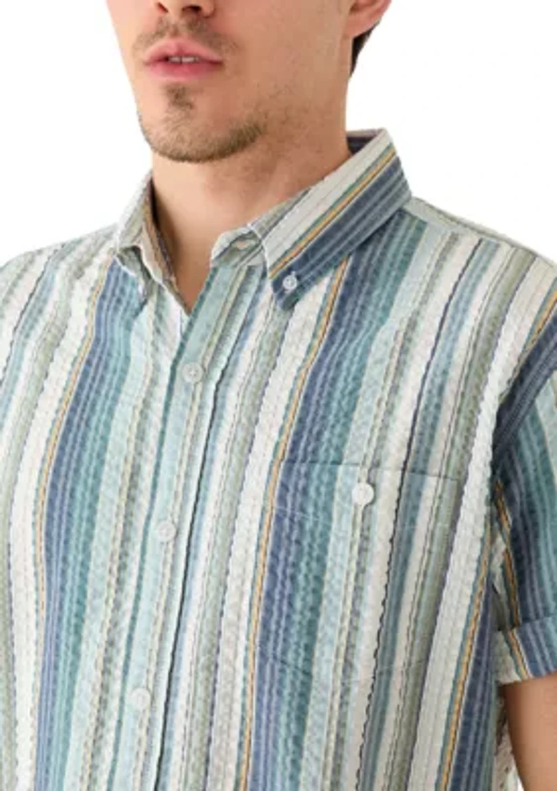 Men's Vertical Striped Seersucker Shirt
