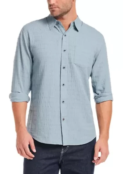 Men's Long Sleeve Horizontal Crinkle Dobby Shirt