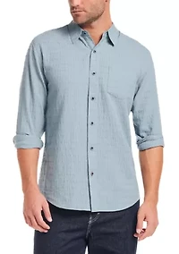Men's Long Sleeve Horizontal Crinkle Dobby Shirt