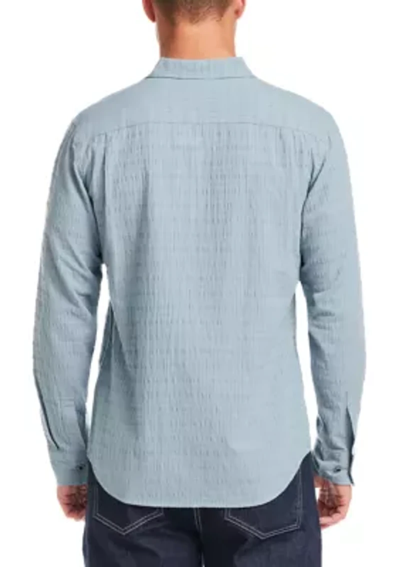 Men's Long Sleeve Horizontal Crinkle Dobby Shirt