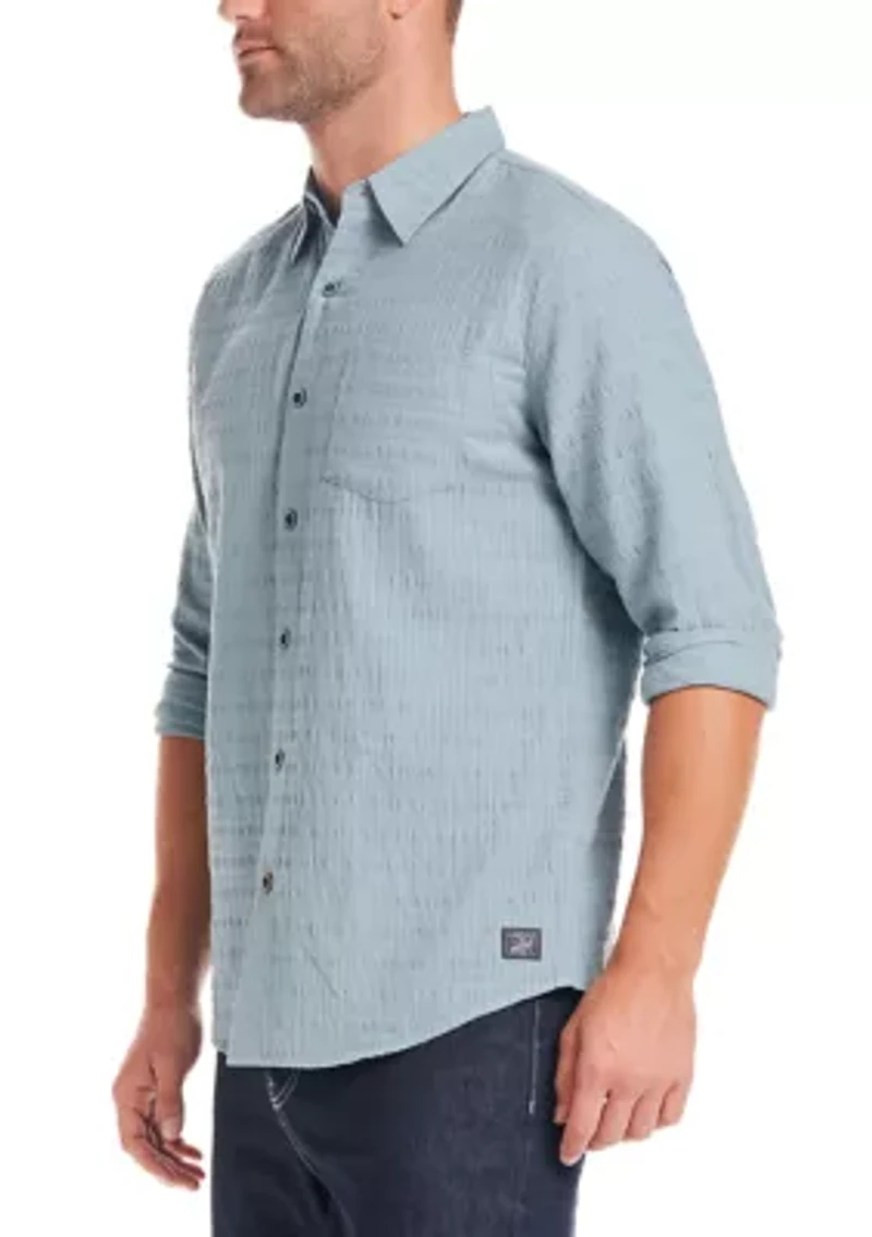 Men's Long Sleeve Horizontal Crinkle Dobby Shirt
