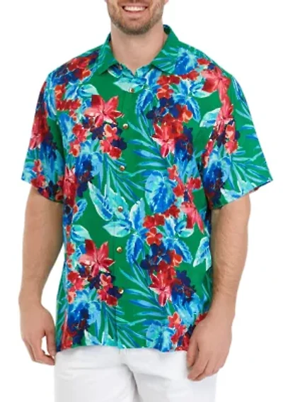 Big & Tall Painterly Botanical Printed Button Down Shirt