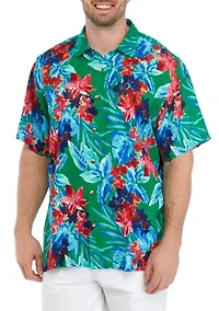 Big & Tall Painterly Botanical Printed Button Down Shirt