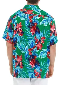Big & Tall Painterly Botanical Printed Button Down Shirt