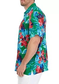 Big & Tall Painterly Botanical Printed Button Down Shirt