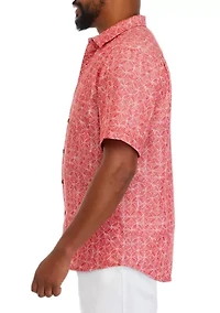 Big & Tall Short Sleeve Coconut Point Fleur de Geo Shirt