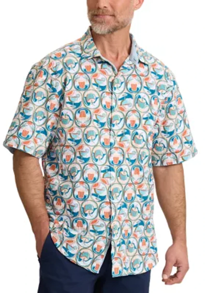 Men's Tall Nova Wave Glass Half Pull Button Shirt