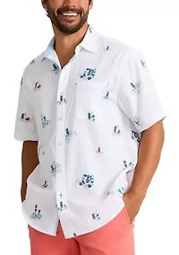 Men's Tall Beach Print Shirt