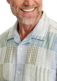 Men's Tall Patchwork Sand Button Shirt