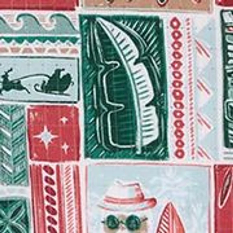 Short Sleeve Coastal Gift Wrap Print Button Down Shirt