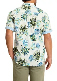 Men's Nova Wave Frond Mosaic Cotton-Blend Shirt