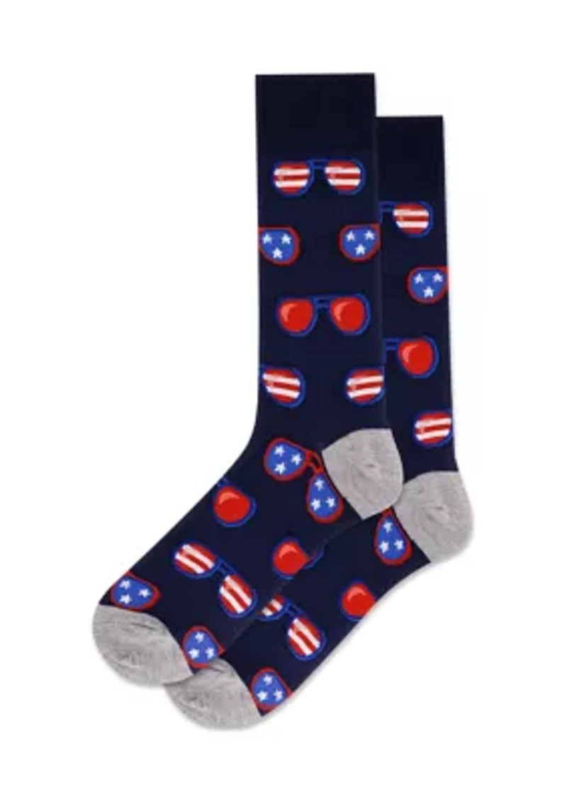 Men's Patriotic Sunglasses Crew Socks