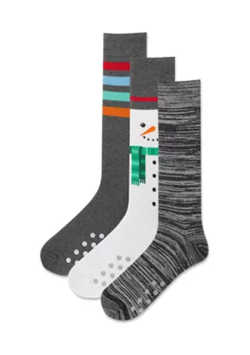 Non Skid Snowman Crew Socks - Gift Box
