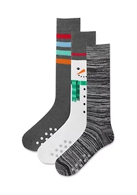 Non Skid Snowman Crew Socks - Gift Box