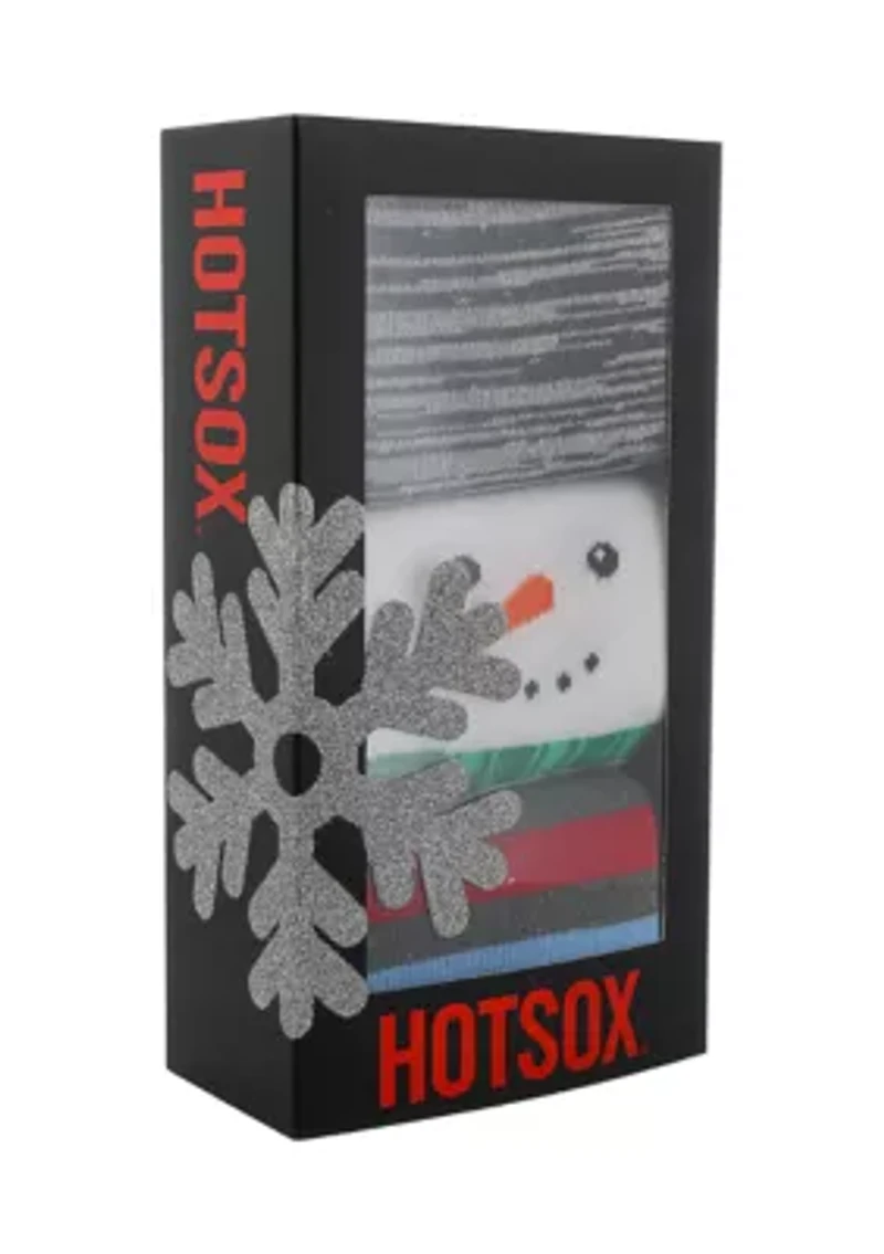 Non Skid Snowman Crew Socks - Gift Box
