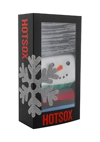Non Skid Snowman Crew Socks - Gift Box
