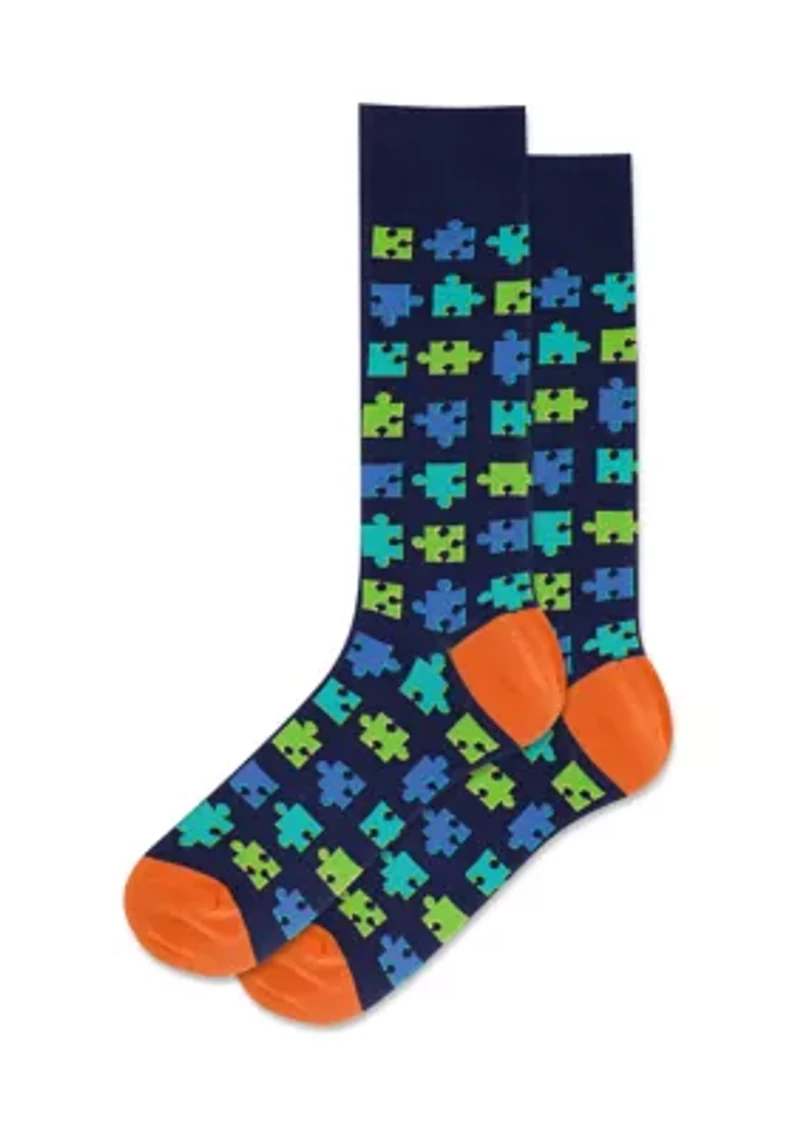 Puzzle Piece Printed Socks