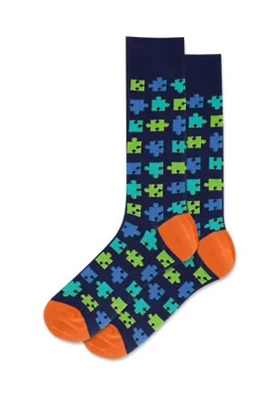 Puzzle Piece Printed Socks