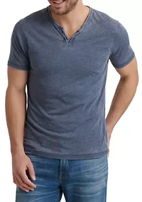 Short Sleeve Burnout Button Notch Shirt