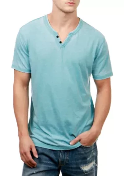 Short Sleeve Burnout Button Notch Shirt