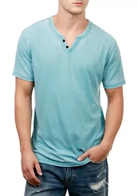 Short Sleeve Burnout Button Notch Shirt
