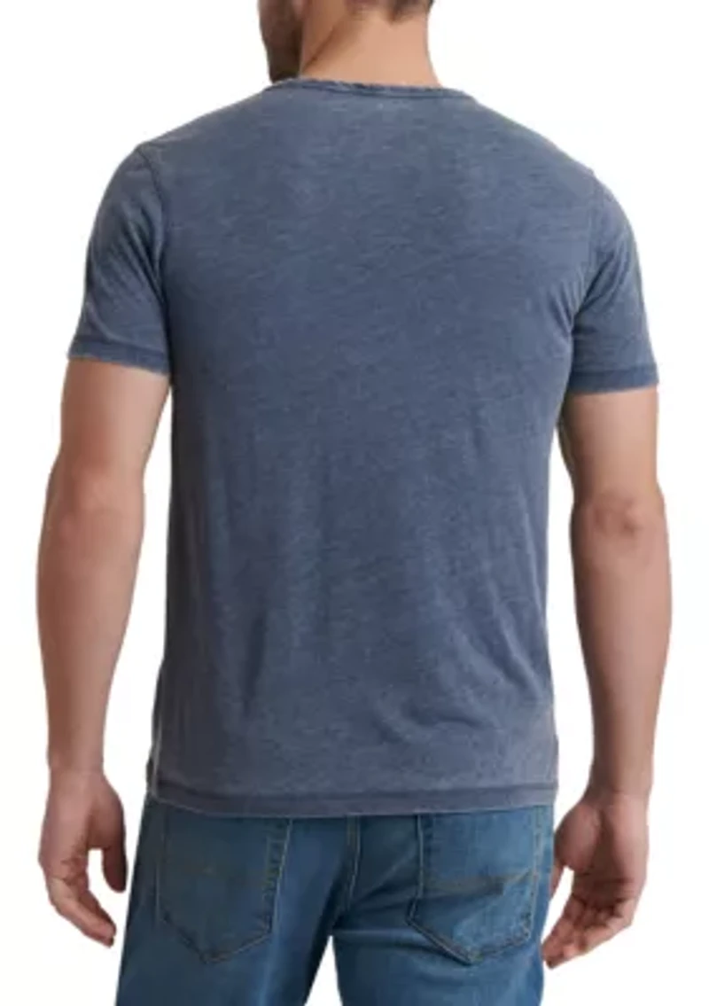 Short Sleeve Burnout Button Notch Shirt