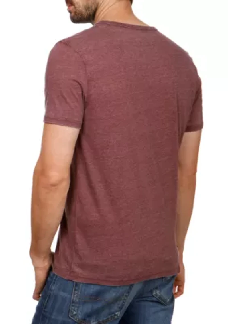 Short Sleeve Burnout Button Notch Shirt