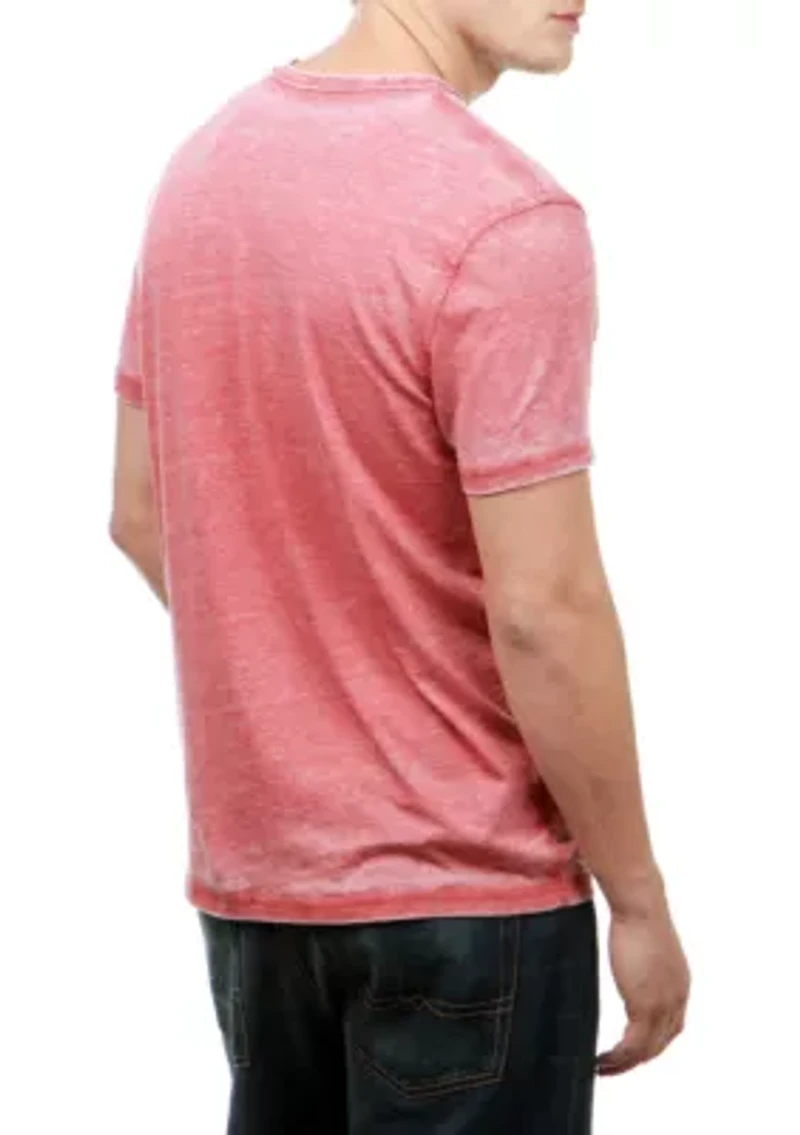 Short Sleeve Burnout Button Notch Shirt