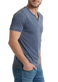 Short Sleeve Burnout Button Notch Shirt