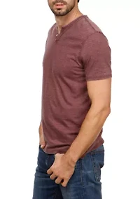 Short Sleeve Burnout Button Notch Shirt