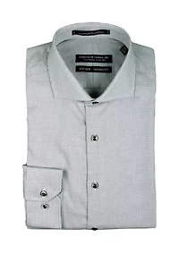 Men's Dobby Textured Check Spread Collar Shirt