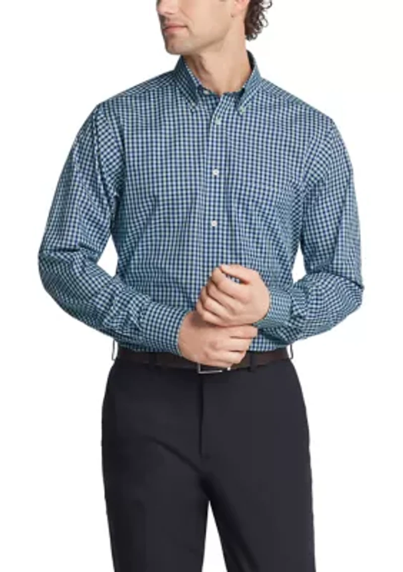 Men's Big Plaid Printed Stretch Dress Shirt