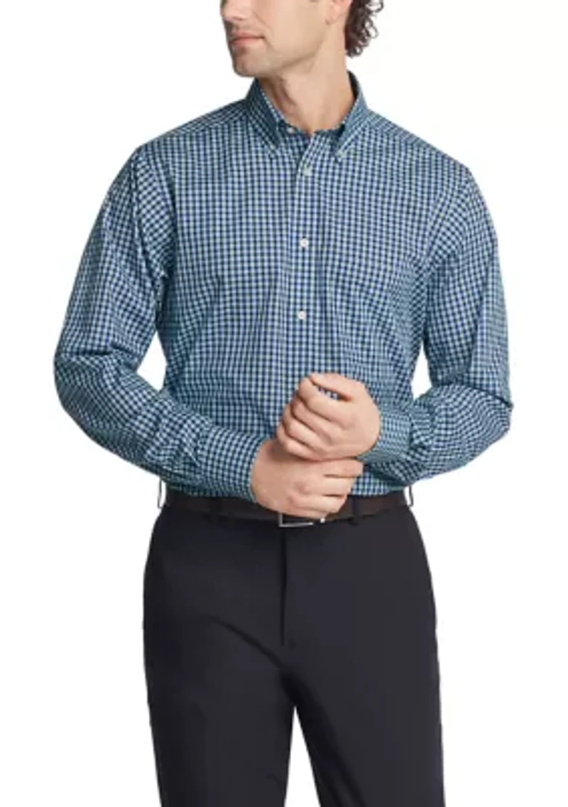 Big & Tall Plaid Printed Stretch Dress Shirt