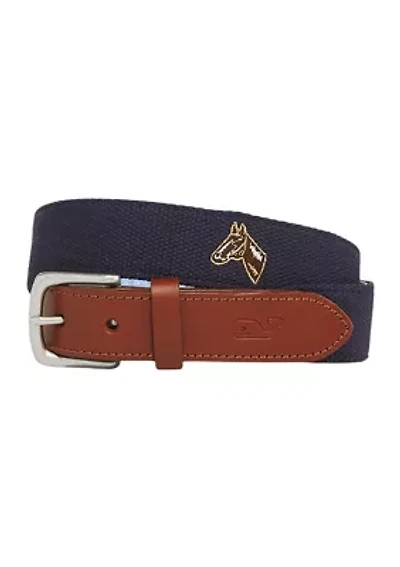 Kentucky Derby® Embroidered Horses Canvas Club Belt