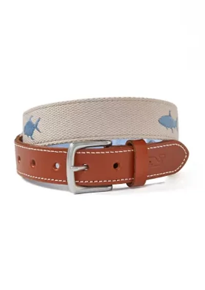 Multi Fish Embroidered Canvas Club Belt
