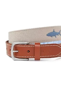 Multi Fish Embroidered Canvas Club Belt