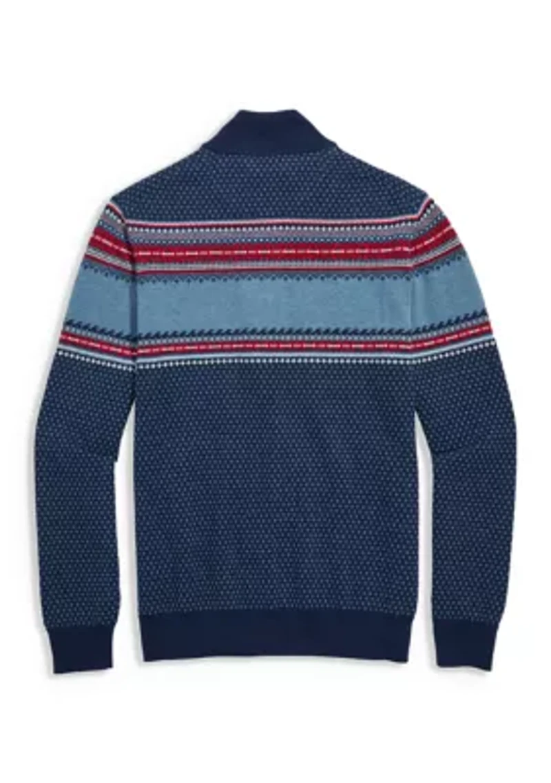 Men's Boathouse Sport Fishing Fair Isle Quarter-Zip Sweater