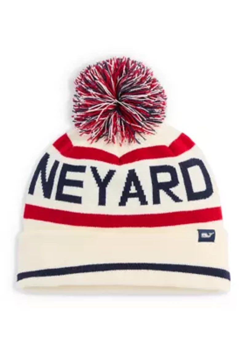 Graphic Text Logo Pom Beanie