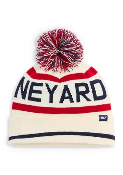 Graphic Text Logo Pom Beanie