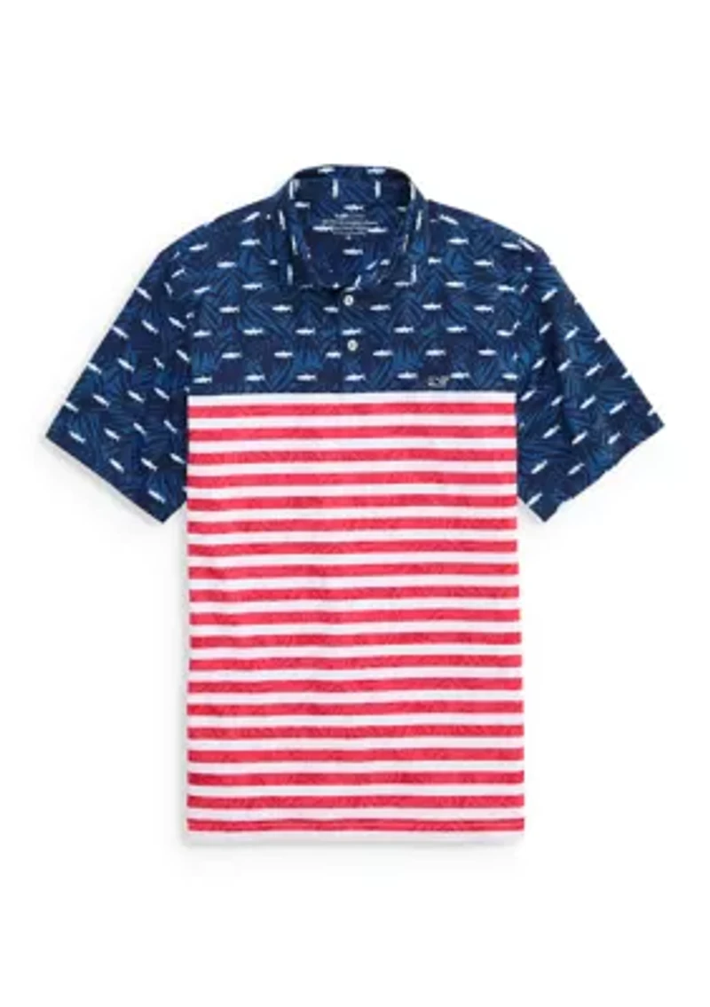 Men's USA Fish Palms Polo Shirt