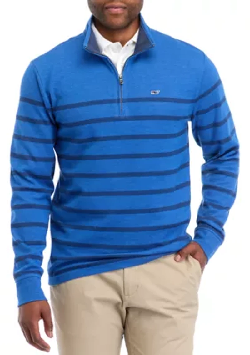 Men's Breton Stripe Saltwater 1/4 Zip Sweater