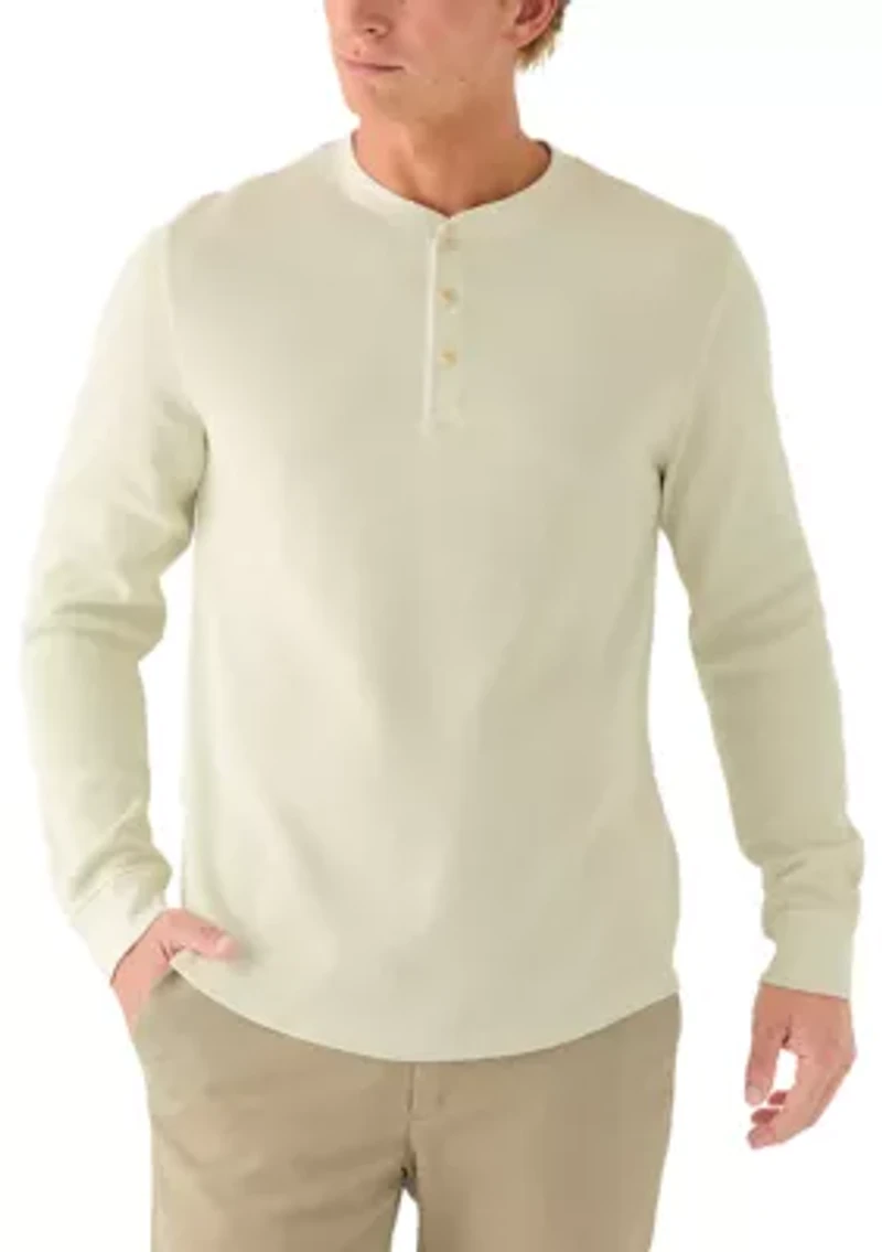 Garment-Dyed Waffle Henley Shirt