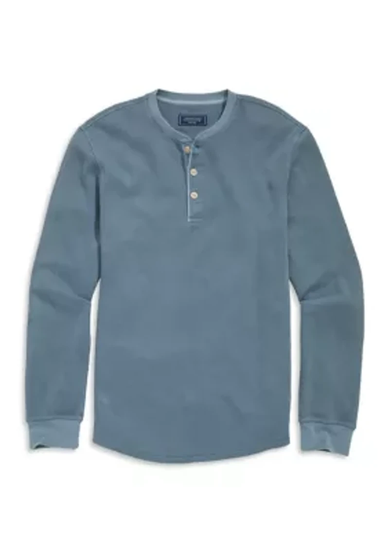 Garment-Dyed Waffle Henley Shirt