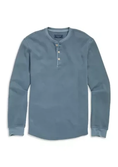 Garment-Dyed Waffle Henley Shirt