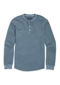 Garment-Dyed Waffle Henley Shirt