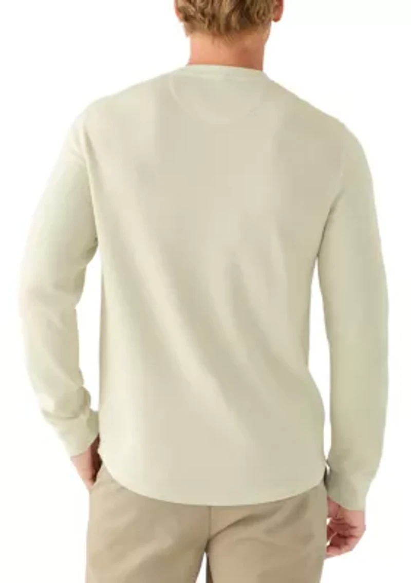 Garment-Dyed Waffle Henley Shirt