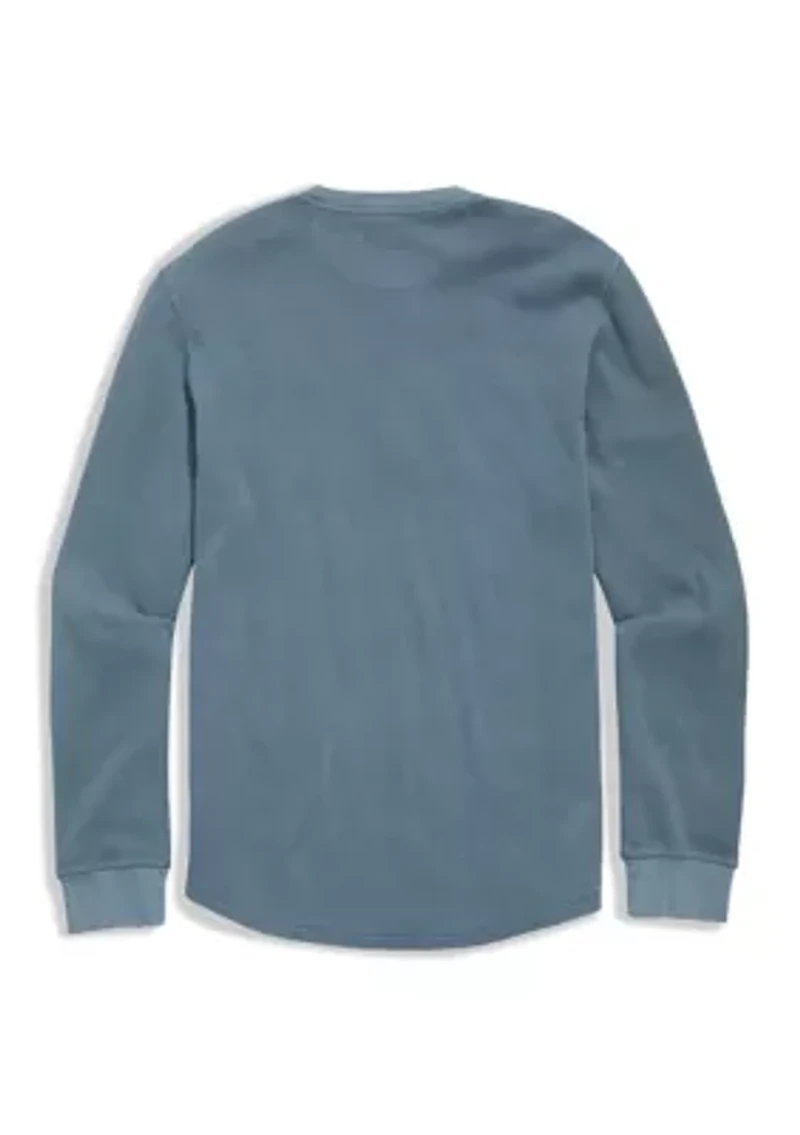 Garment-Dyed Waffle Henley Shirt